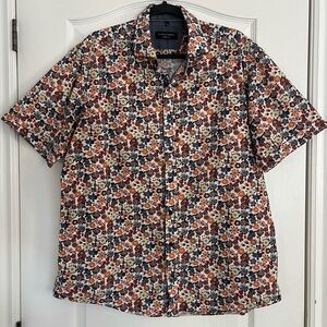 Casa Moda Floral Men's Button Down Short Sleeve Shirt XL
